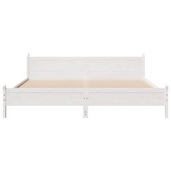 Cadre de lit sans matelas blanc 200x200 cm bois massif de pin 