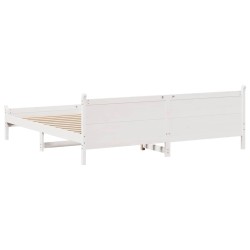 Cadre de lit sans matelas blanc 200x200 cm bois massif de pin 