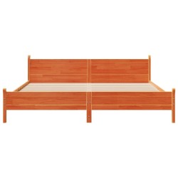 Cadre de lit sans matelas cire marron 200x200cm bois pin massif 