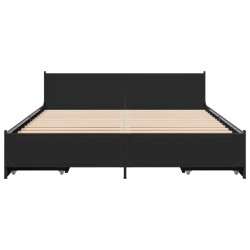 Cadre de lit avec tiroirs sans matelas noir 140x200 cm 