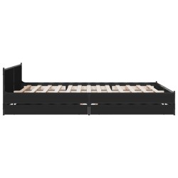 Cadre de lit avec tiroirs sans matelas noir 140x200 cm 