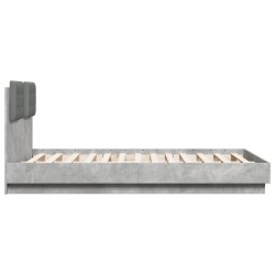 Cadre de lit sans matelas gris béton 120x190 cm 