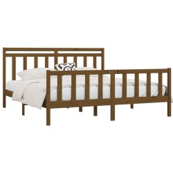 Cadre de lit sans matelas marron miel bois pin massif 200x200cm 