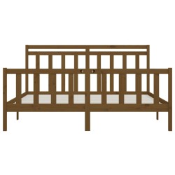 Cadre de lit sans matelas marron miel bois pin massif 200x200cm 