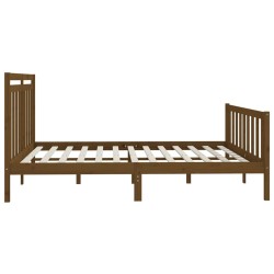 Cadre de lit sans matelas marron miel bois pin massif 200x200cm 