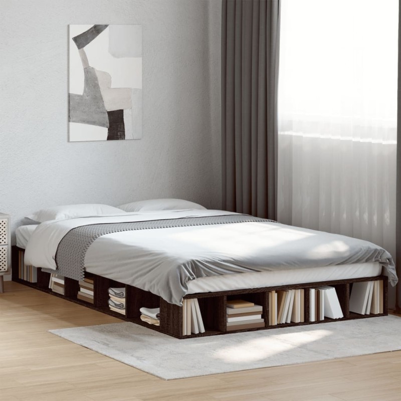 Cadre de lit sans matelas chêne marron 135x190 cm 