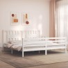Cadre de lit sans matelas blanc bois massif 