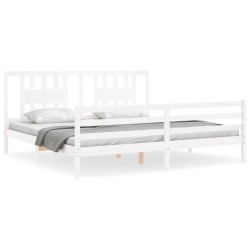 Cadre de lit sans matelas blanc bois massif 