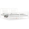 Cadre de lit sans matelas blanc bois massif 