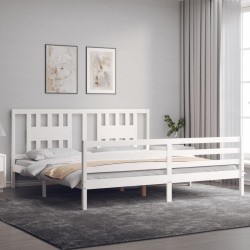 Cadre de lit sans matelas blanc bois massif 