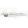 Cadre de lit sans matelas blanc bois massif 