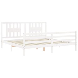 Cadre de lit sans matelas blanc bois massif 