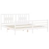 Cadre de lit sans matelas blanc bois massif 
