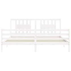 Cadre de lit sans matelas blanc bois massif 