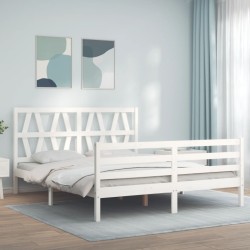 Cadre de lit sans matelas blanc bois de pin massif 