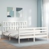 Cadre de lit sans matelas blanc bois de pin massif 