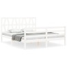 Cadre de lit sans matelas blanc bois de pin massif 