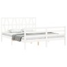 Cadre de lit sans matelas blanc bois de pin massif 