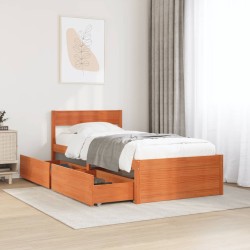 Cadre de lit sans matelas cire marron 100x200cm bois pin massif 