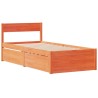 Cadre de lit sans matelas cire marron 100x200cm bois pin massif 