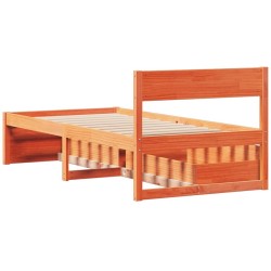Cadre de lit sans matelas cire marron 100x200cm bois pin massif 
