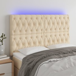 Tête de lit à LED Crème 160x7x118/128 cm Tissu 