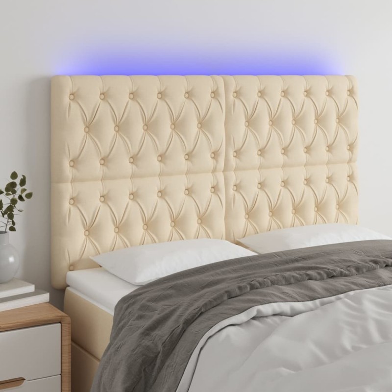Tête de lit à LED Crème 160x7x118/128 cm Tissu 