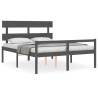 Lit pour personne âgée sans matelas gris bois massif 