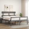 Lit pour personne âgée sans matelas gris bois massif 