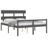 Lit pour personne âgée sans matelas gris bois massif 