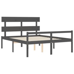 Lit pour personne âgée sans matelas gris bois massif 