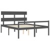 Lit pour personne âgée sans matelas gris bois massif 