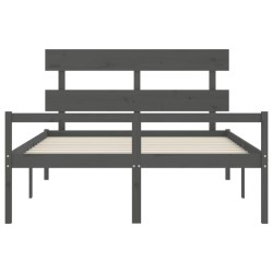 Lit pour personne âgée sans matelas gris bois massif 