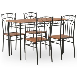Ensemble de salle à manger 5 pcs MDF et acier Marron 