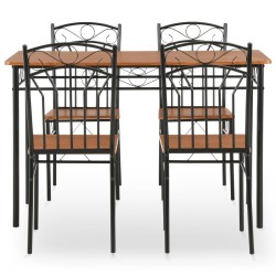 Ensemble de salle à manger 5 pcs MDF et acier Marron 