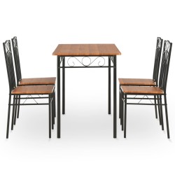 Ensemble de salle à manger 5 pcs MDF et acier Marron 