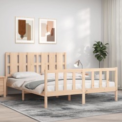 Cadre de lit sans matelas bois de pin massif 