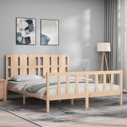 Cadre de lit sans matelas bois de pin massif 