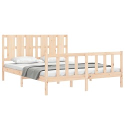 Cadre de lit sans matelas bois de pin massif 