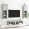 Unités murales TV avec LED 5 pcs gris béton bois d'ingénierie 