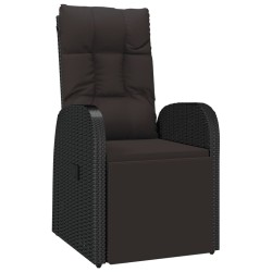 Chaise inclinable de jardin avec coussins noir résine tressée 