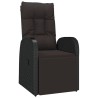Chaise inclinable de jardin avec coussins noir résine tressée 
