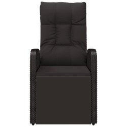 Chaise inclinable de jardin avec coussins noir résine tressée 