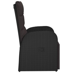 Chaise inclinable de jardin avec coussins noir résine tressée 