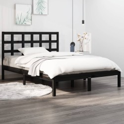 Cadre de lit sans matelas noir 150x200 cm bois massif 