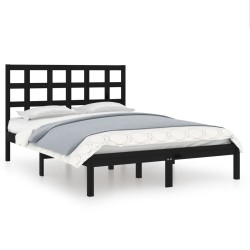 Cadre de lit sans matelas noir 150x200 cm bois massif 