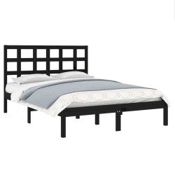 Cadre de lit sans matelas noir 150x200 cm bois massif 