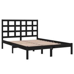 Cadre de lit sans matelas noir 150x200 cm bois massif 