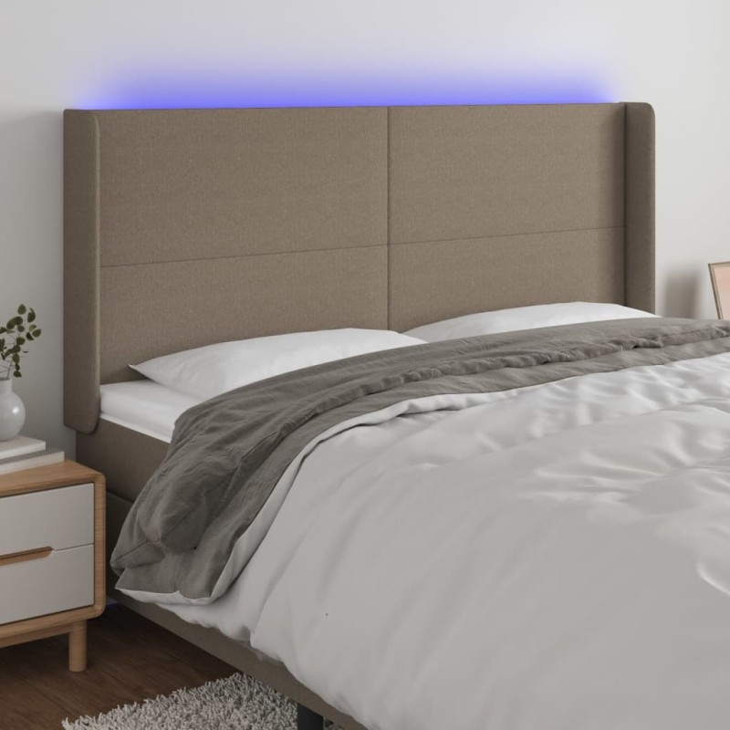 Tête de lit à LED Taupe 163x16x118/128 cm Tissu 