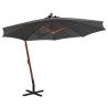 Parasol de jardin suspendu avec mât anthracite bois de sapin 